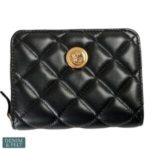 Versace Quilted Leather Bifold Medusa Wallet Black Gold Hardware - Made in Italy